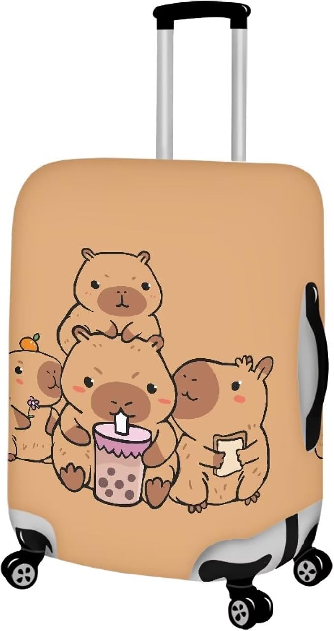 Milk Tea Capybara Luggage Cover Fit 22-25 Inch Universal Thickness Suitcase - Image 2