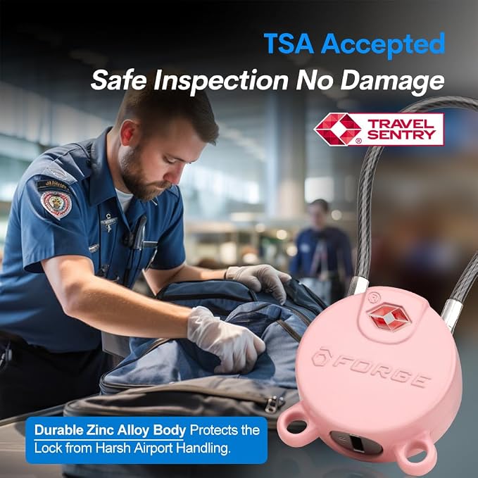 Forge TSA Approved Luggage Locks Ultra-Secure Dimple Key Cable Locks - Image 3