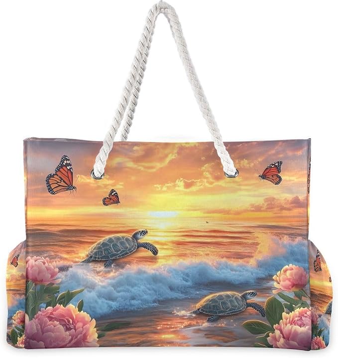 senya Large Beach Bags Totes Canvas Tote Shoulder Bag Soft Wave Water Resistant - Image 2
