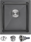 POPFLY 15×17 Inch Black Bar Sink, 304 Stainless Steel Single Bowl 8 Inch Deep by POPFLY