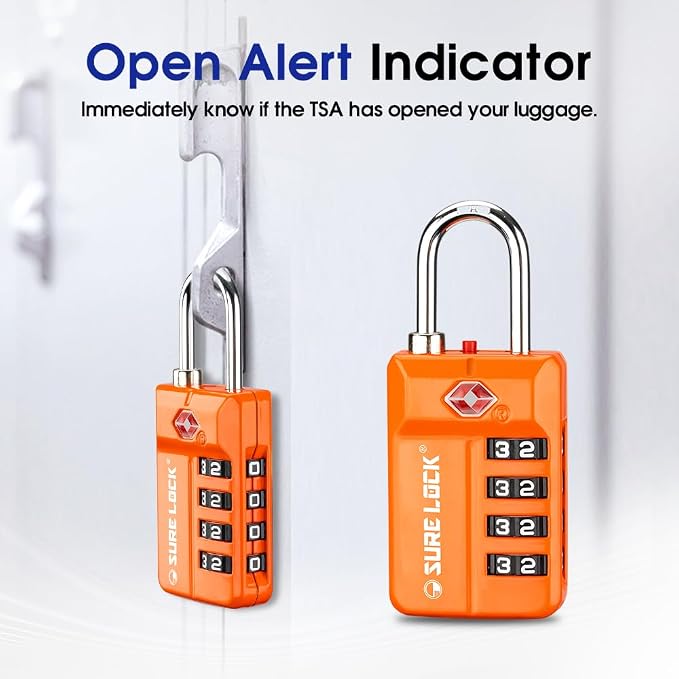 TSA Approved Travel Luggage Locks, Open Alert Combination Lock - Image 4