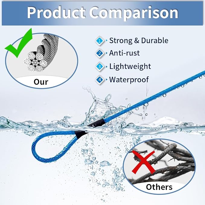 3.3mm Outdoor Travel Stainless Steel Security Cable-20ft Luggage Lock Safety - Image 3