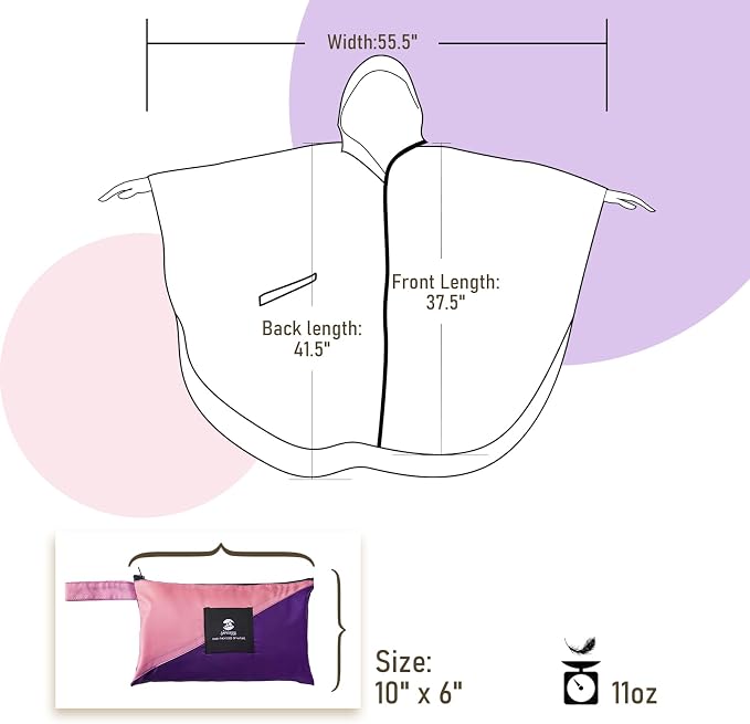 SaphiRose Rain Poncho Jacket Coat Hooded - Image 7