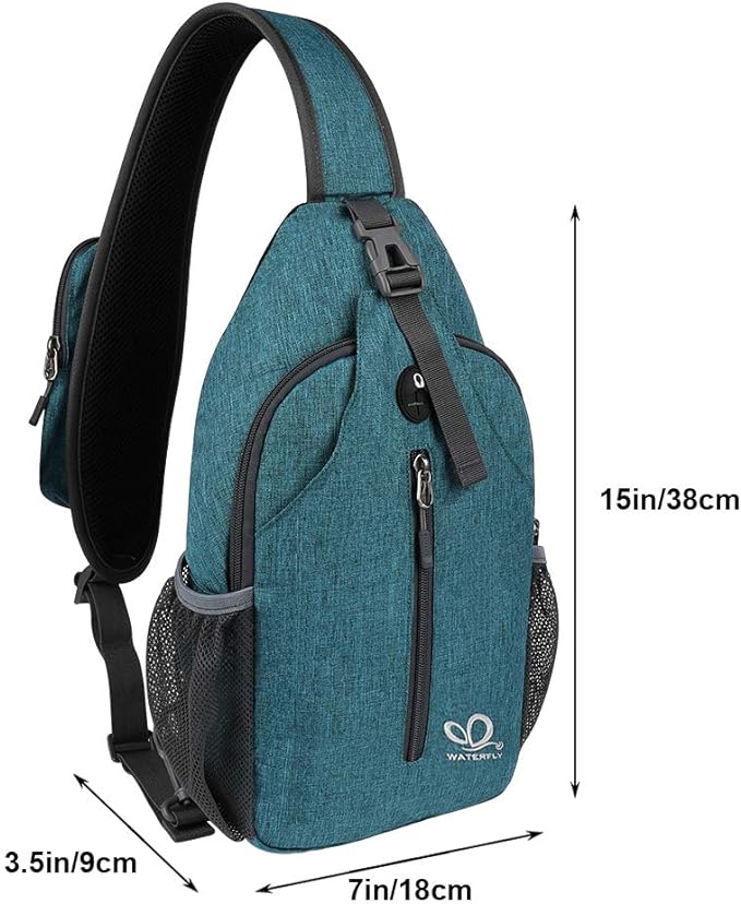 WATERFLY Crossbody Sling Backpack Sling Bag Travel Hiking Chest Bag Daypack - Image 2