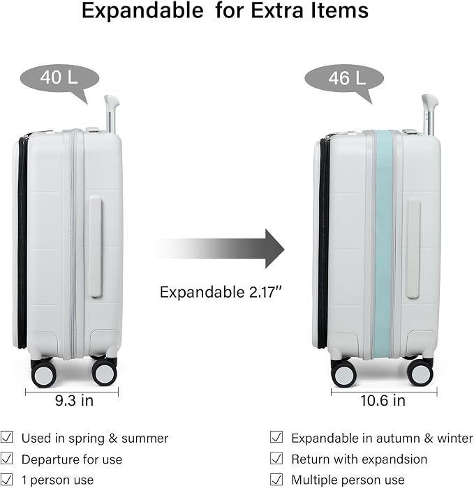 Hanke Hardside Expandable Carry On Luggage, 20 Inch Top Opening Trunk Luggages - Image 2