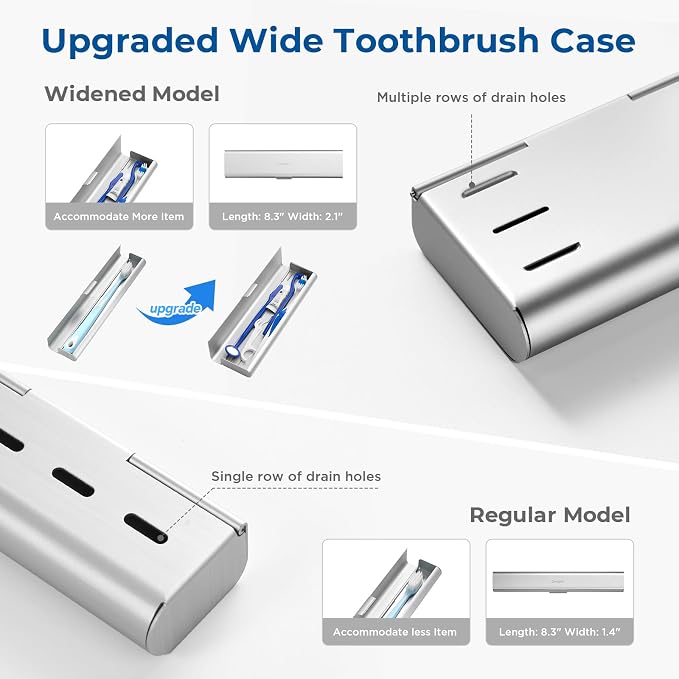 2 Pack Wider Aluminum Toothbrush Travel Case, Portable Travel Toothbrush Holder - Image 7