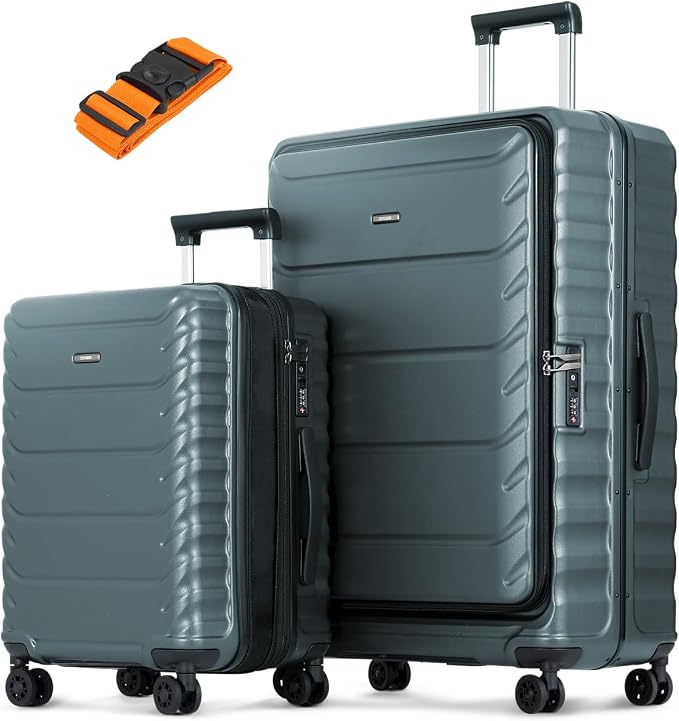 Luggage Sets 2 Pieces, 20/28 Inch PC Hardshell Suitcase by CENSIEN