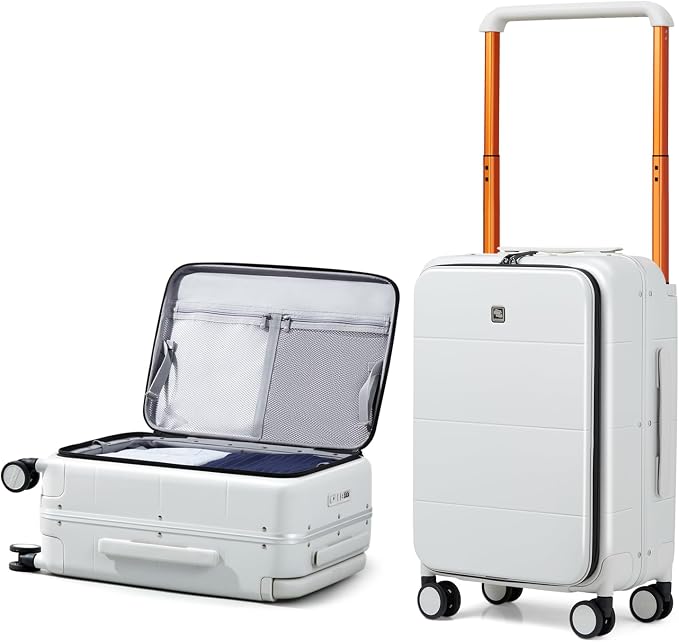 Hanke Top Opening Carry On Luggage, 20 Inch Zipperless Aluminum Frame Wide by Hanke