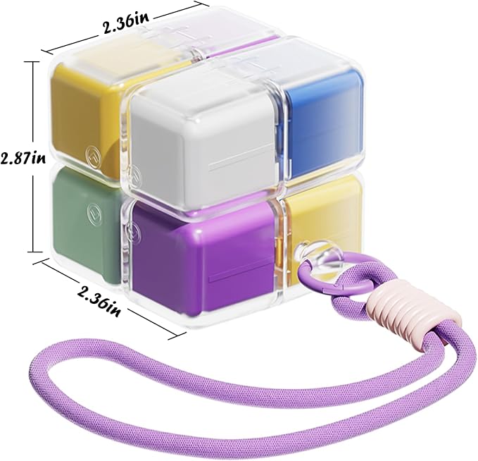 Purse Pill Organizer, Magnetic Cube Cute Pill Box, Pill Compact - Image 9