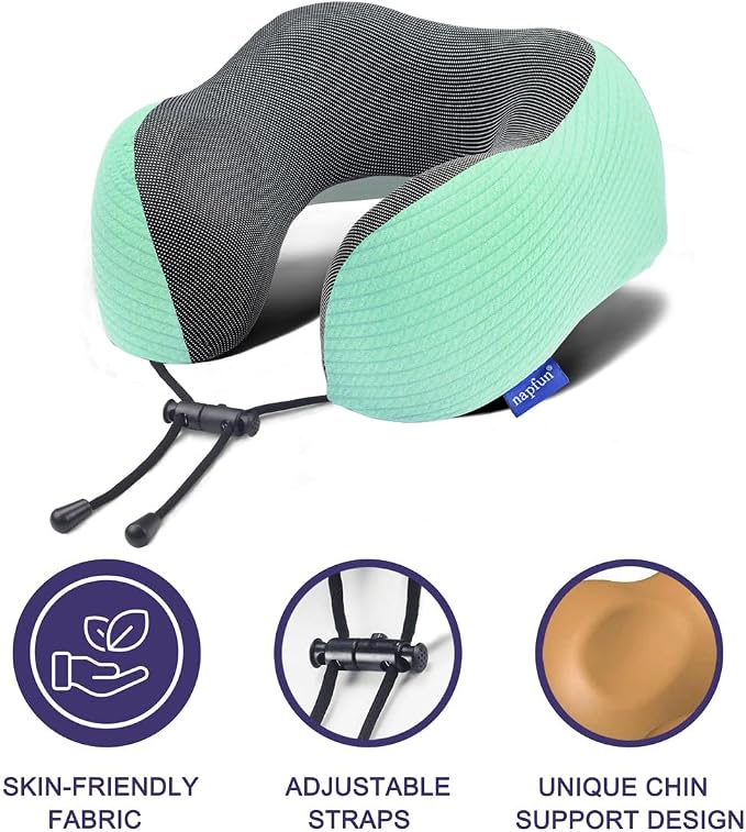 napfun Neck Pillow for Traveling, Upgraded Travel Neck Pillow for Airplane 100% - Image 6