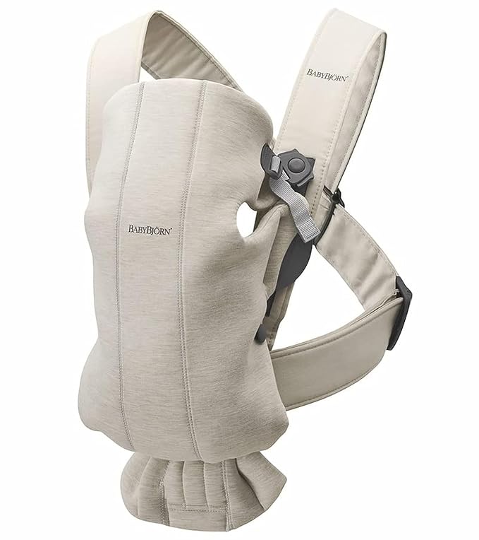BabyBjörn Baby Carrier Mini, 3D Jersey, Light Beige | Newborn Carrier, by BabyBj%C3%B6rn