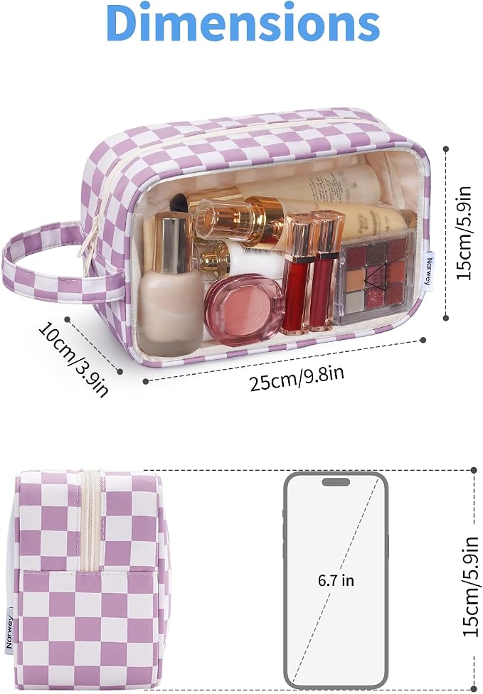 Narwey Clear Toiletry Bags for Traveling Women Men, Make Up Organizer, Skincare - Image 4