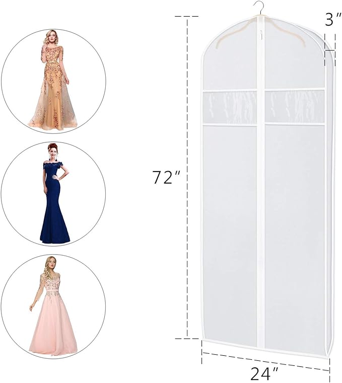 Zilink Dress Bags for Gowns Long 72-inch Garment Bags for Long Dresses Clear - Image 2