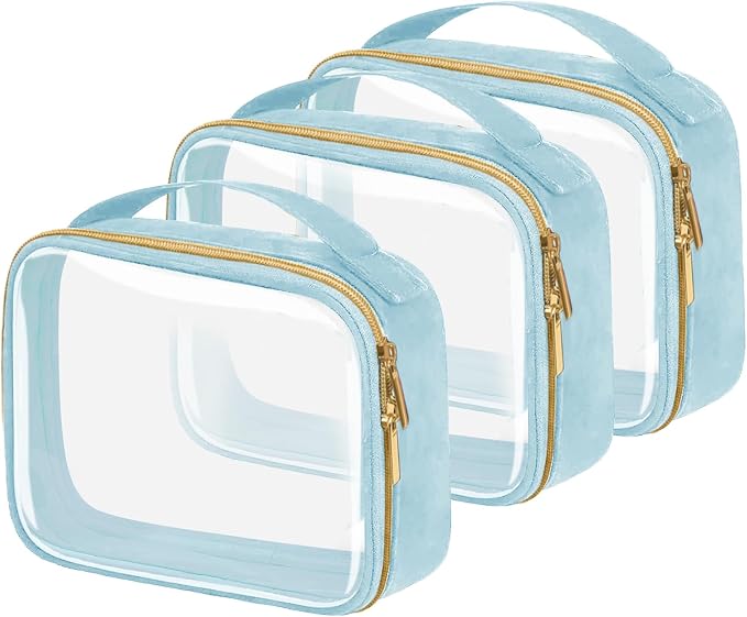 TSA Approved Travel Toiletry Bag, 3 Pack Clear Makeup Bags by FAYORORY