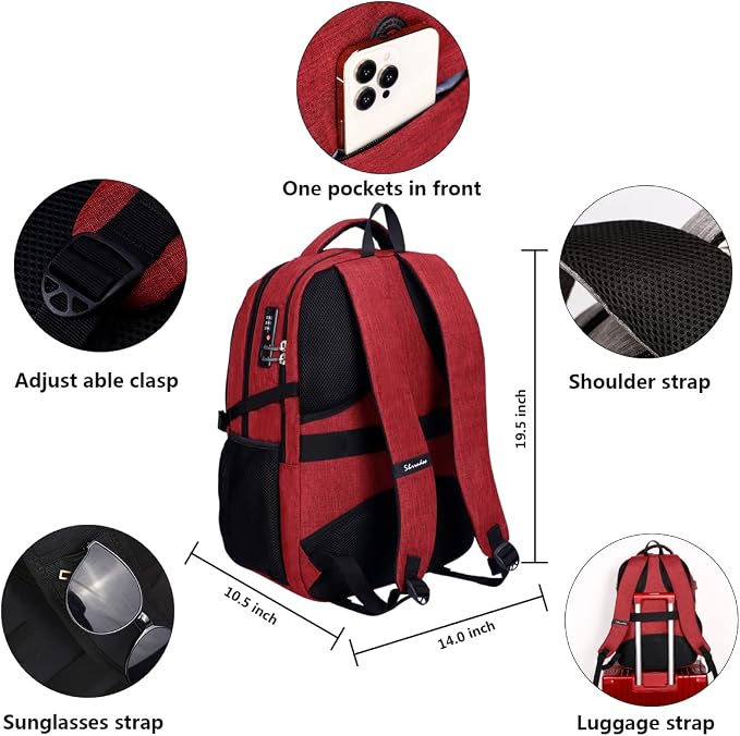 SHRRADOO Anti Theft Laptop Backpack Travel Backpacks - Image 4