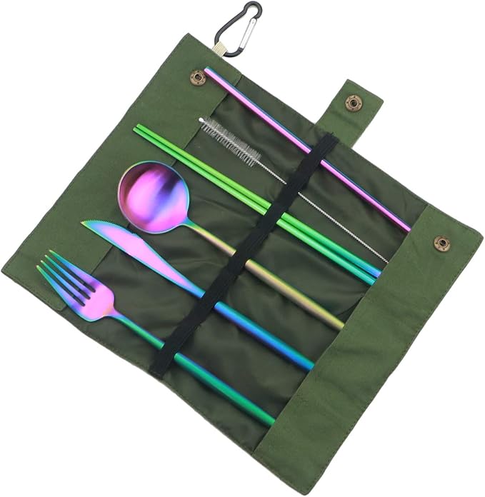 Gugrida Reusable Travel Utensils, 7 Piece Portable 304 Stainless Steel - Image 3