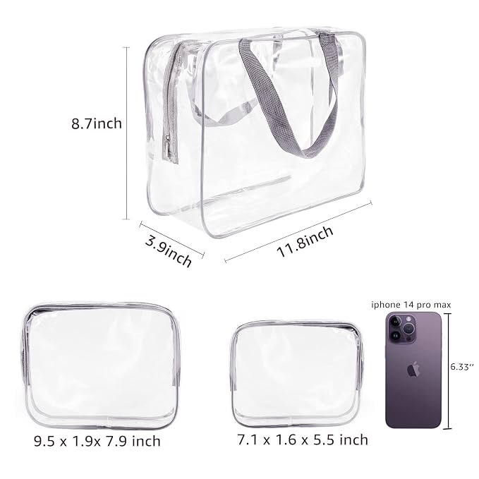 5Pcs Crystal Clear PVC Travel Toiletry Bag Kit - Image 4