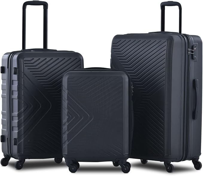 Campfun 3 Piece Luggage Sets, Hardshell ABS Luggage by Campfun