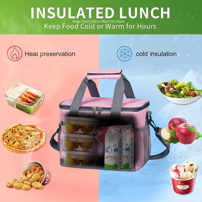 iknoe Large Foldable Cooler Bag, 8.5L Insulated Lunch Bag, Leakproof Lunch - Image 2