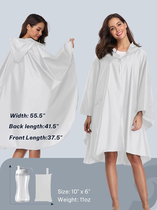 SaphiRose Unisex Rain Poncho Raincoat Hooded - Image 5