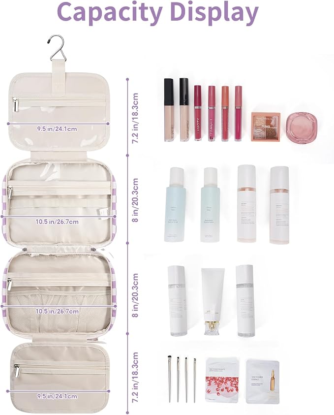 Narwey Hanging Toiletry Bag for Women Travel Makeup Bag Organizer Toiletries - Image 4