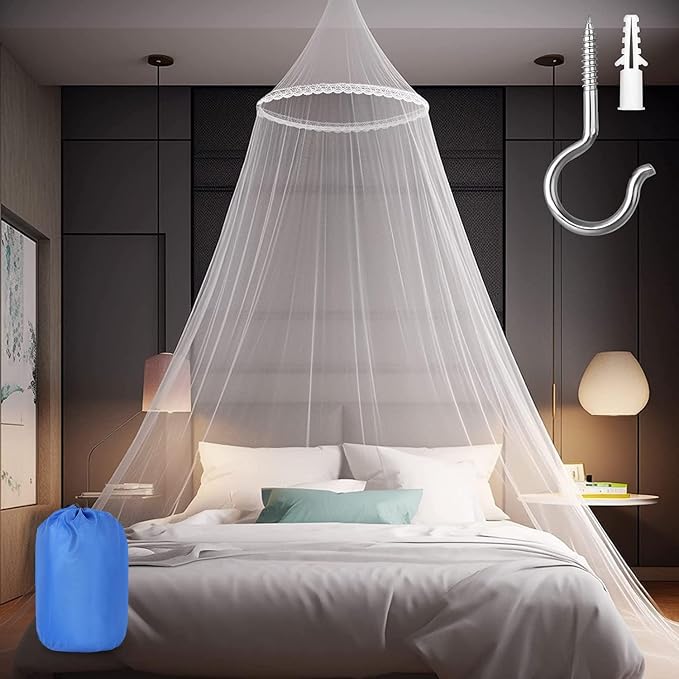 Mosquito Net for Bed, Large White Bed Canopy for Girls, Hanging Bed Net by Sublaga