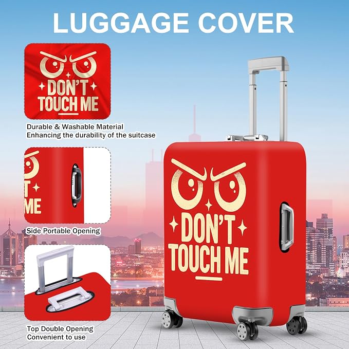 ANNA QUEEN Funny “Don’t Touch Me” Luggage Cover, Bold Red Suitcase Protector - Image 3