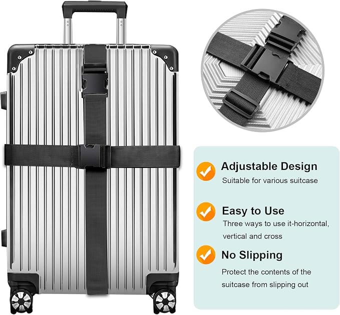 Luggage Straps for Suitcases, TSA Approved, Adjustable & Versatile, Sturdy - Image 2