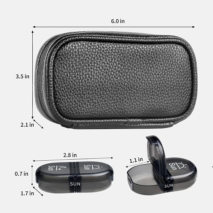 Serfeymi Weekly Travel Pill Organizer 2 Times A Day AM PM Upgraded Black Pill - Image 2