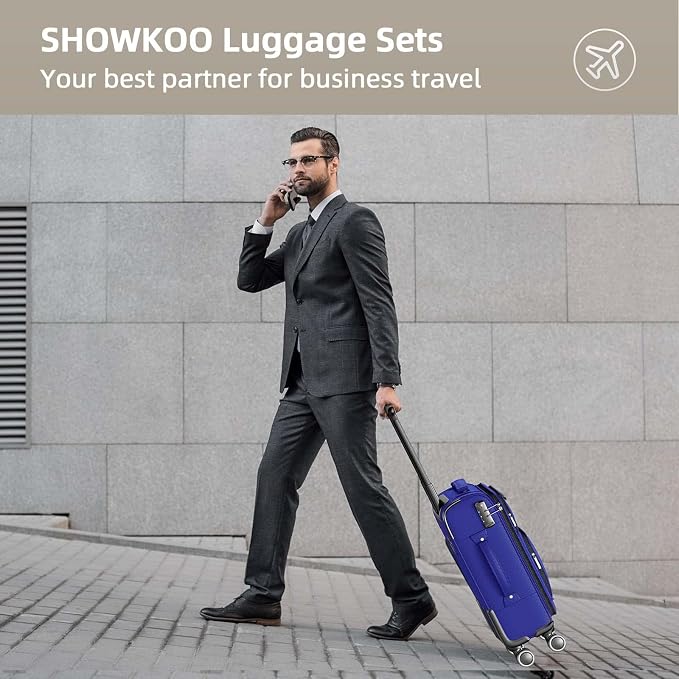 SHOWKOO Luggage Sets 3 Piece Softside Expandable Lightweight Durable Suitcase - Image 2