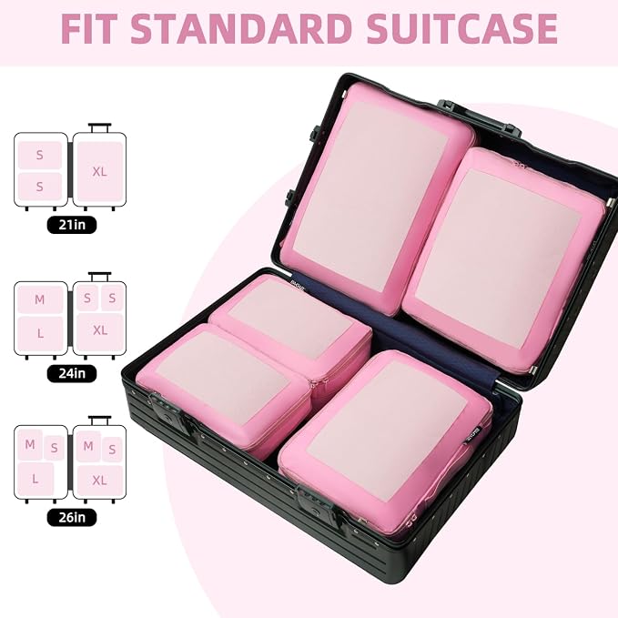 BAGAIL 4 Set/6 Set/8 Set Compression Packing Cubes Travel Accessories - Image 7