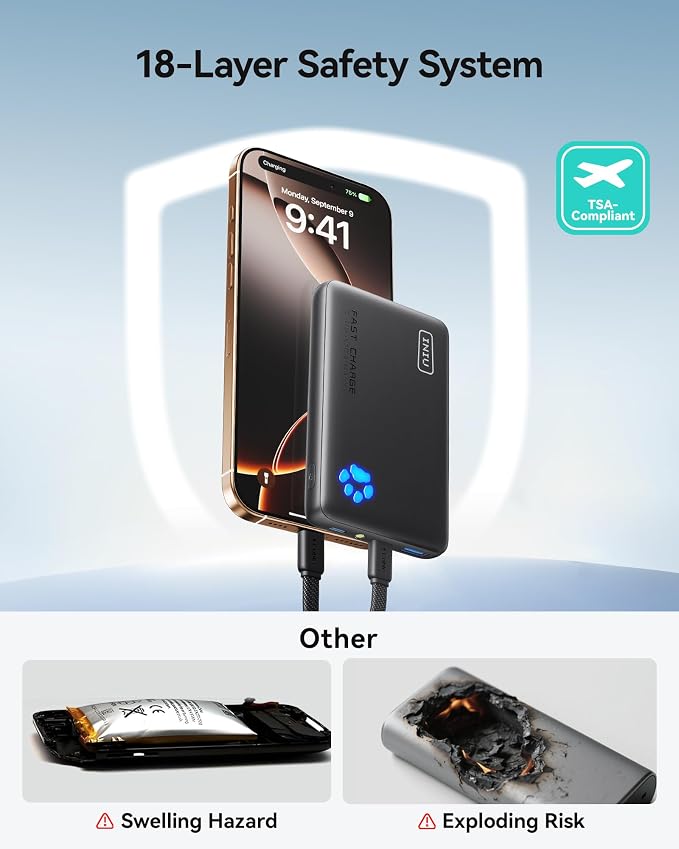 INIU Portable Charger, Ultra Slim 10000mAh 45W PD Power Bank, USB C in&Out Fast - Image 6