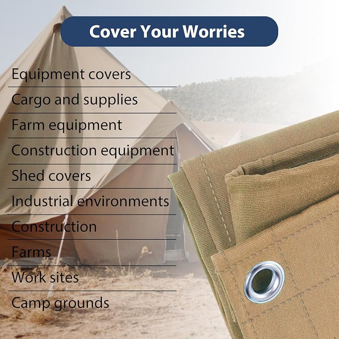 12’x20’ Canvas Tarps Heavy Duty Waterproof Tarpaulins - Image 7