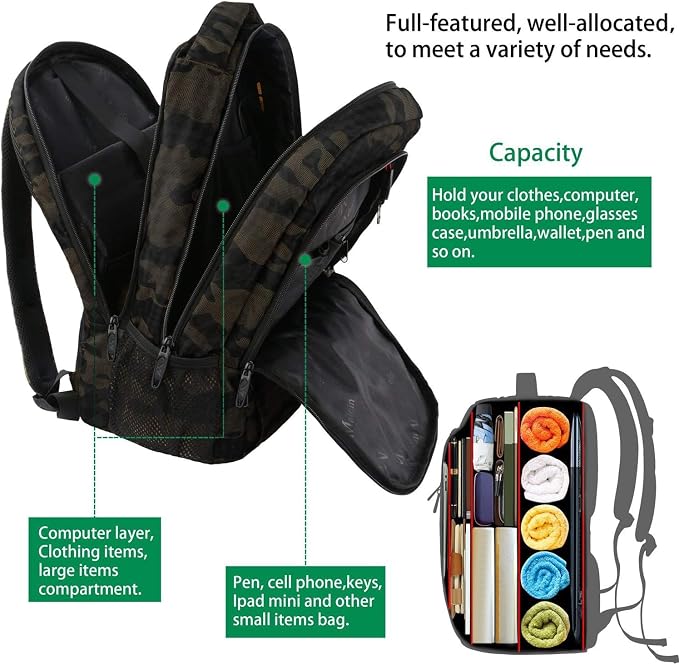 MATEIN 15.6 Inch Laptop Backpack, Sturdy Business Travel Laptop Bagpack - Image 9