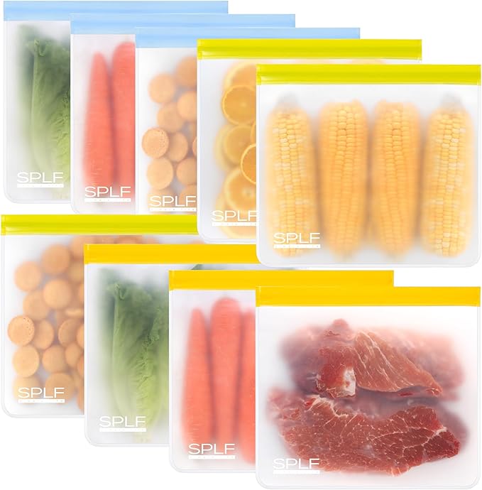 SPLF 9 Pack Reusable Gallon Freezer Bags Dishwasher Safe, BPA Free 1 gallon by SPLF