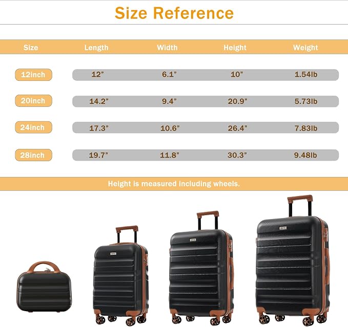 Merax Luggage Set 13 Piece, Hardshell ABS Suitcases - Image 3