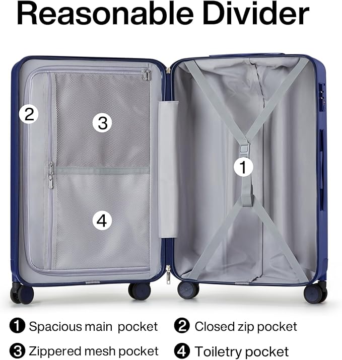 Hanke 20 Inch Carry On Luggage 22x14x9 Airline Approved Lightweight PC Hard - Image 4