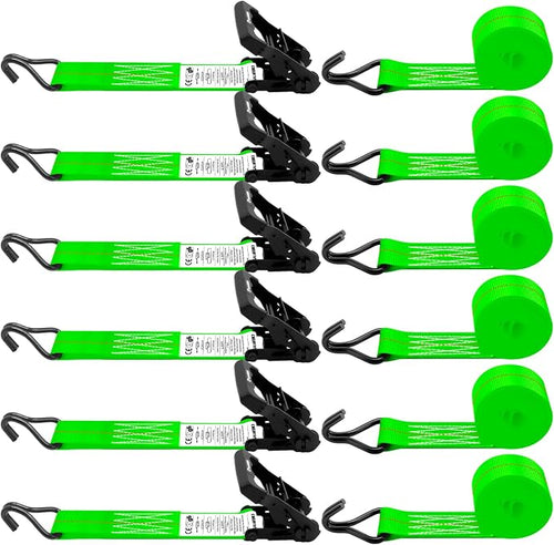 6 Pack 2 inch Ratchet Straps Heavy Duty J Hook 2 in x 15ft by SALUINOKI