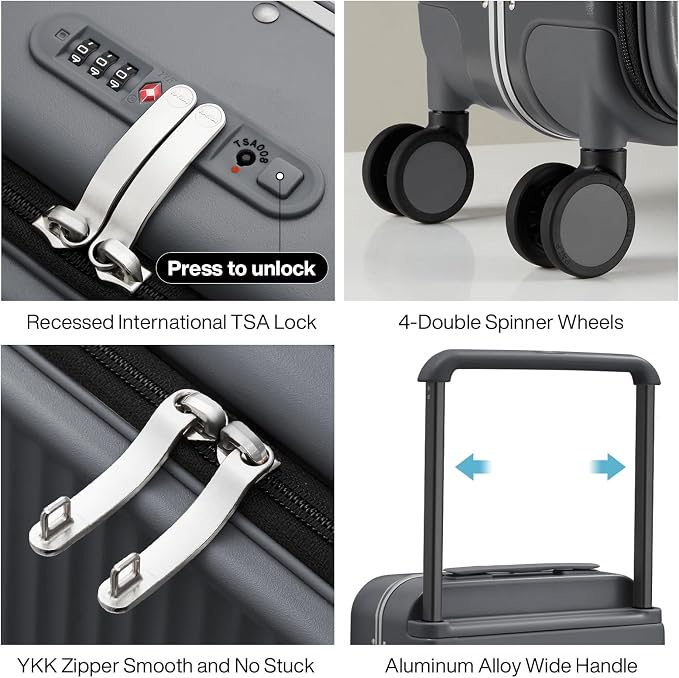 mixi Luggage Suitcases with Spinner Wheels 24'' Travel Luggage with Front - Image 4