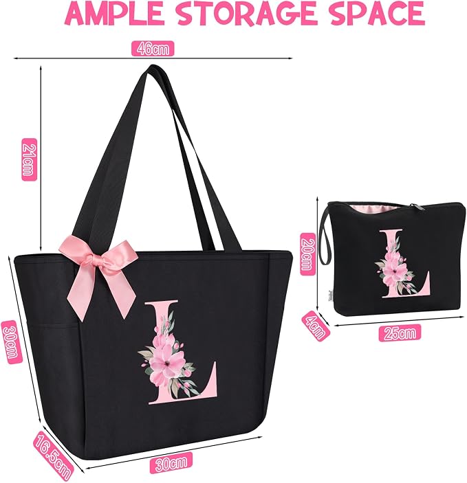 Vavabox Tote Bag, A-Z Initial Monogrammed Waterproof Tote Bag, Bridesmaid Gifts - Image 3