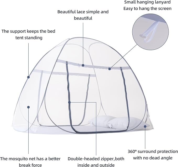 Pop-Up Mosquito Net Tent for Bed, Portable Folding Design Outdoor Camping Bed - Image 2