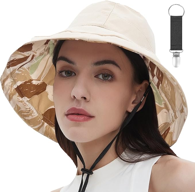 vidsel Womens Sun Hats Wide Brim Reversible Bucket Cotton Hat Packable Summer by vidsel