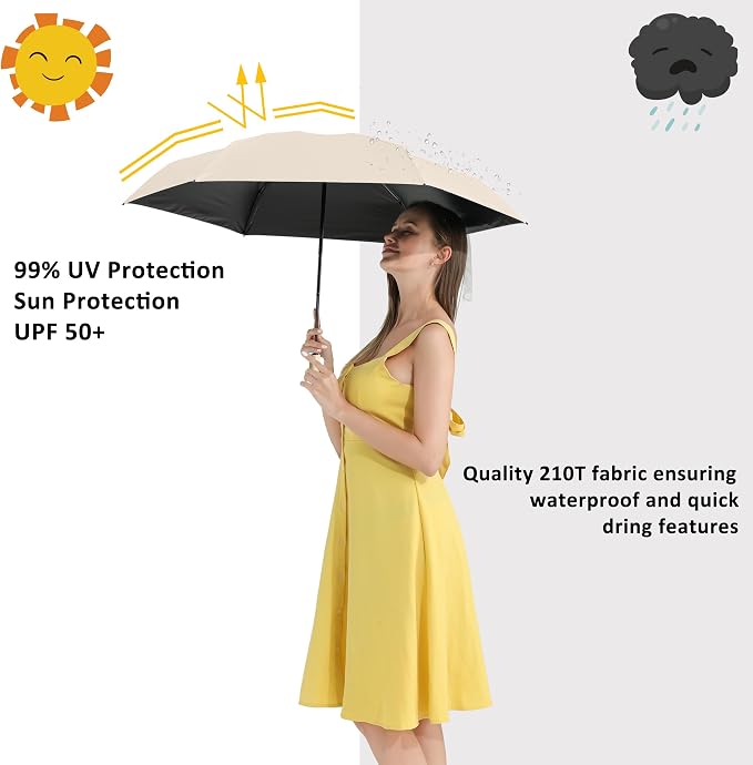 BAODINI Small UV Protection Travel Umbrella Compact - Image 2
