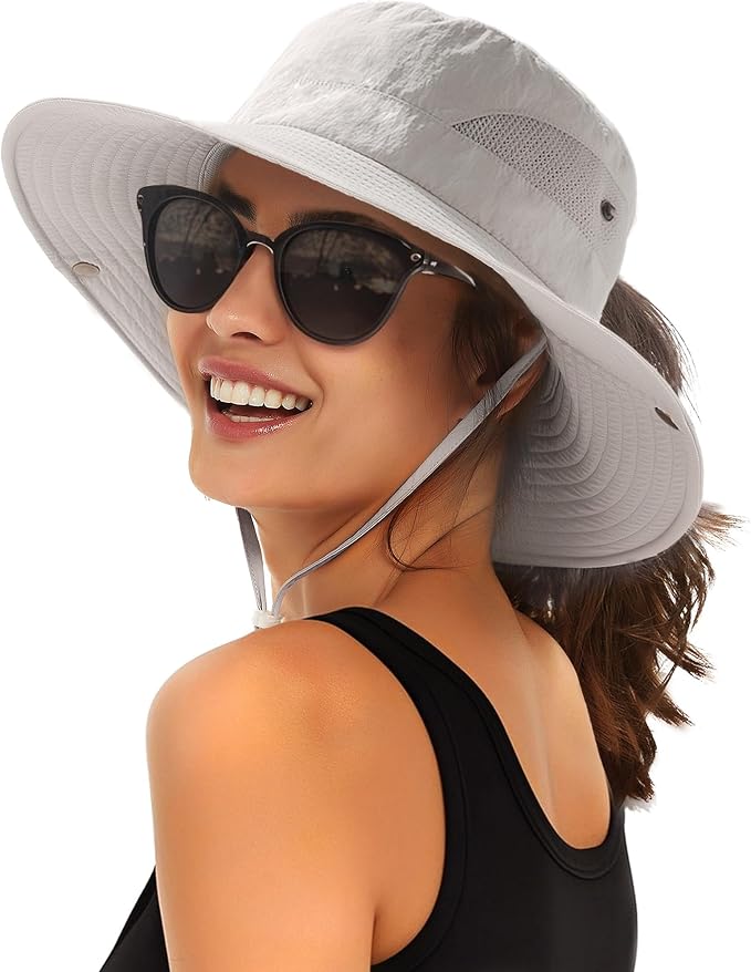 FURTALK Womens Sun Hat with Ponytail Hole Beach Hiking Summer Wide Brim UPF 80+ by FURTALK