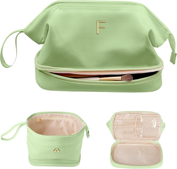 Gift for Everyone, Initial Large Makeup Bag, Bride To Be Gifts, Double Layer by Vogewood