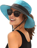 FURTALK Womens Sun Hat with Ponytail Hole Beach Hiking Summer Wide Brim UPF 80+ by FURTALK