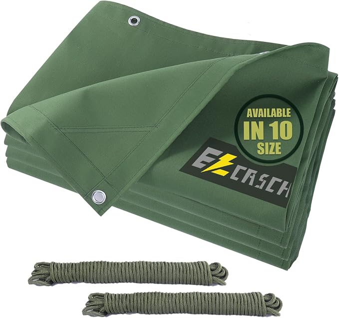 20’x24’ Canvas Tarp Heavy Duty Water Resistant Tarpaulins by Ezcasch