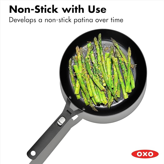 OXO Outdoor Pre-Seasoned Carbon Steel 10" Frying Pan Skillet, Detachable Handle - Image 6