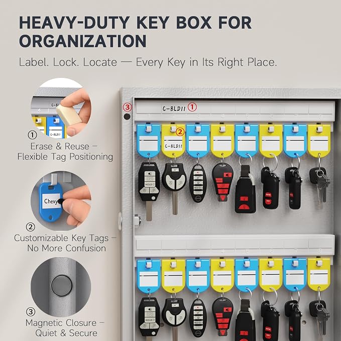 WeHere 192 Key Lock Box Wall Mount, APP Bluetooth/One Time Password/Wi-Fi - Image 4