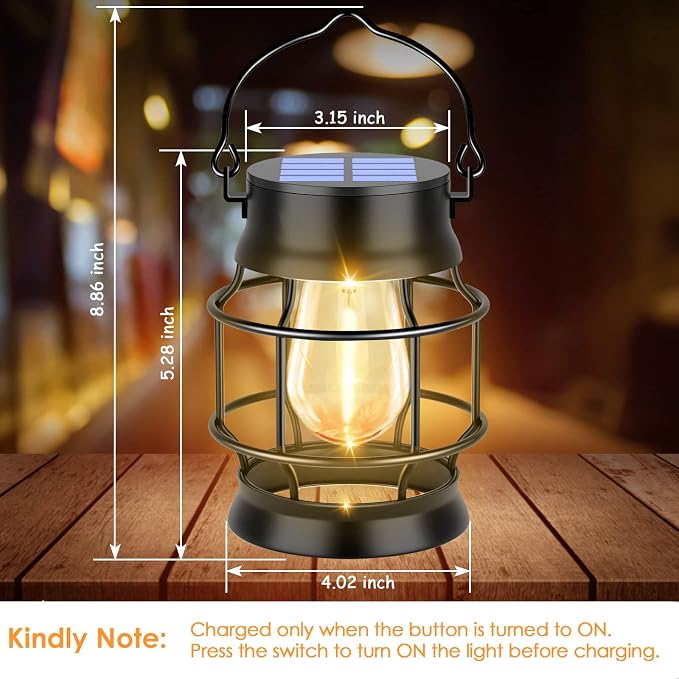 UBright 2 Pack Solar Lantern Lights Outdoor Waterproof Metal Hanging Solar - Image 2